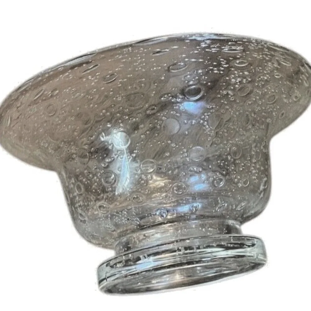 Vintage Hand Blown Footed Clear Art Glass Bowl Dish With Large Air‎ Bubbles